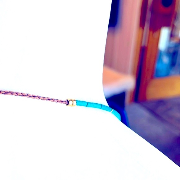 💧NWOT Lizzie Fortunato Necklace💧Turquoise 14k Plated & Black Onyx💧Adjustable💧 - Picture 10 of 11